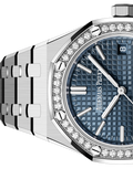 Audemars Piguet Royal Oak Diamonds Light Blue Dial Silver Steel Strap Watch for Women - 15551ST.ZZ.1356ST.04