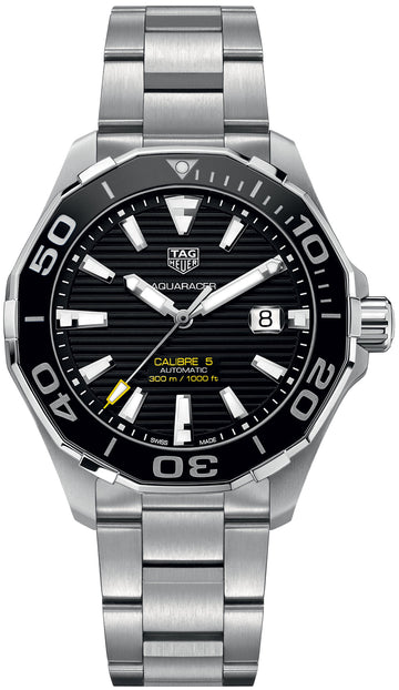 Tag Heuer Aquaracer Black Dial Silver Steel Strap Strap Watch for Men - WAY201A.BA0927