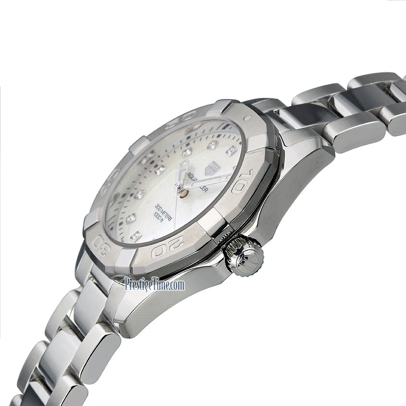 Tag Heuer Aquaracer Diamonds Mother of Pearl Dial Silver Steel Strap Watch for Women - WBD131B.BA0748