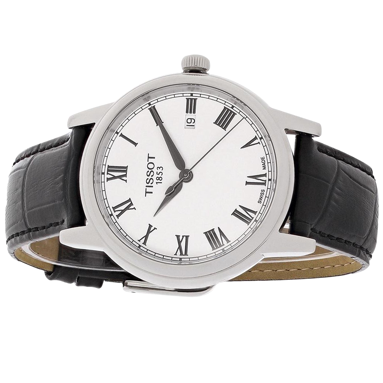 Tissot T Classic Carson White Dial Black Leather Strap Watch for Men - T085.410.16.013.00