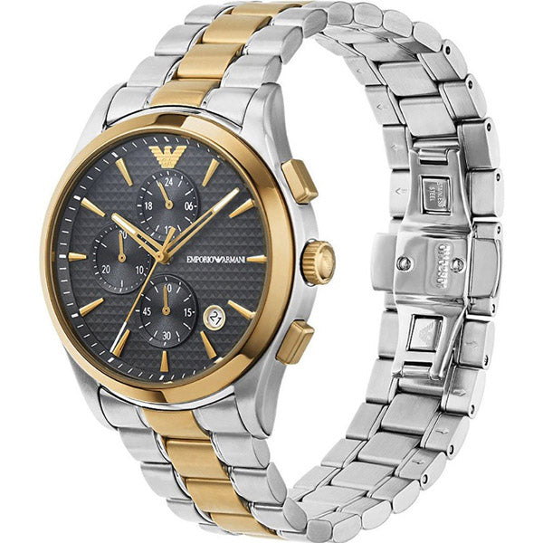 Emporio Armani Paolo Chronograph Grey Dial Two Tone Steel Strap Watch For Men - AR11527