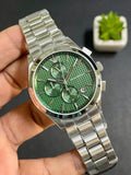 Emporio Armani Paolo Chronograph Green Dial Silver Steel Strap Watch For Men - AR11529