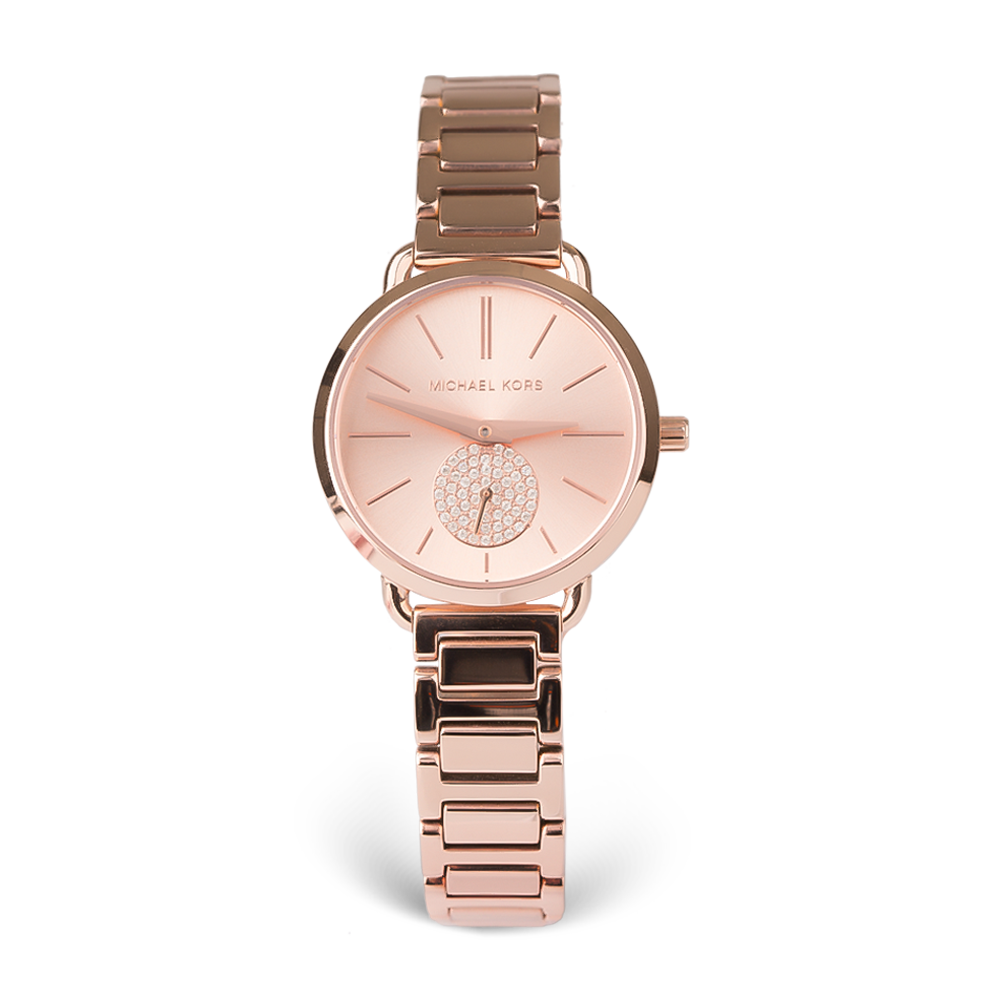 Michael Kors Portia Analog Quartz Rose Gold Dial Rose Gold Steel Strap Watch For Women - MK3839