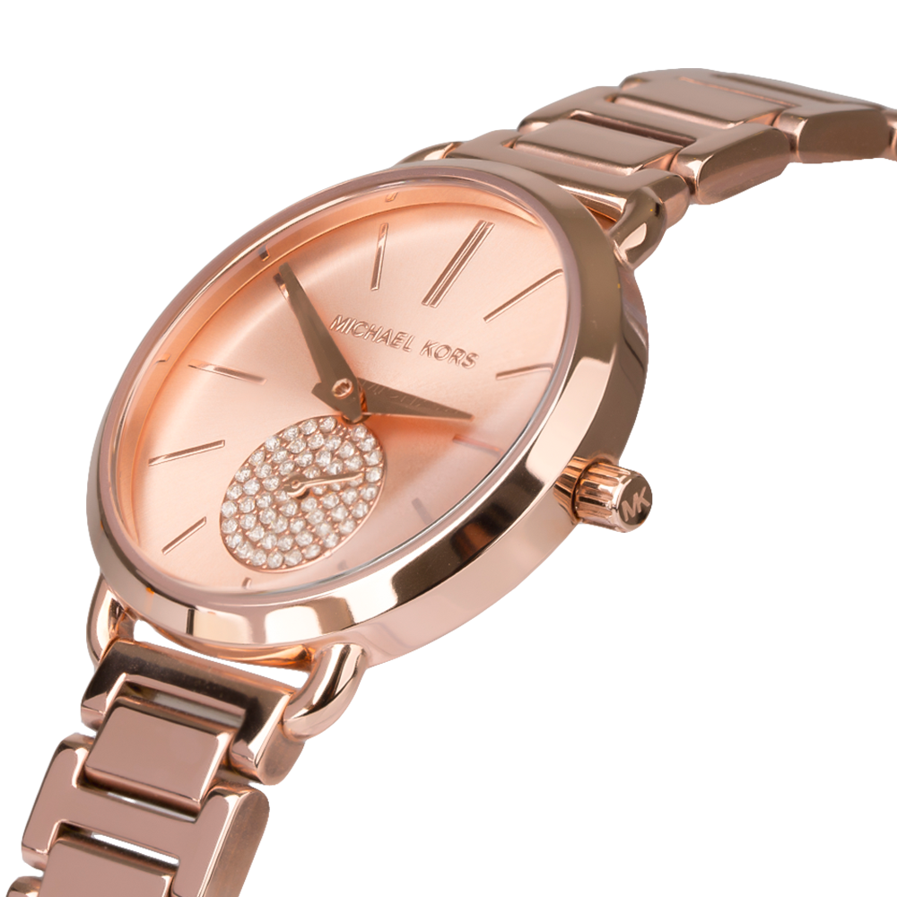 Michael Kors Portia Analog Quartz Rose Gold Dial Rose Gold Steel Strap Watch For Women - MK3839