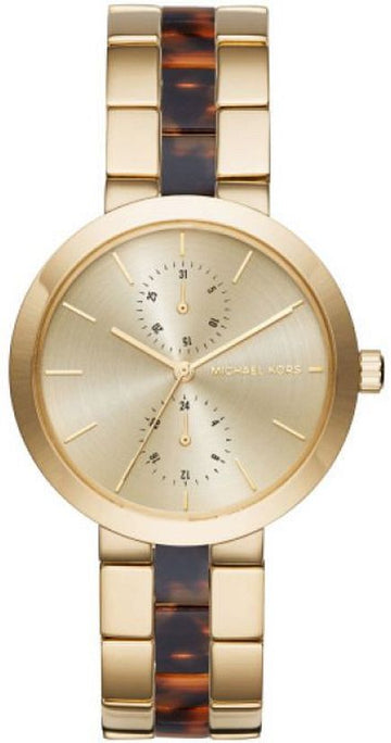 Michael Kors Garner Multifunction Gold Dial Two Tone Steel Strap Watch For Women - MK6471