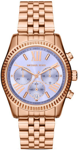 Michael Kors Lexington Purple Dial Rose Gold Steel Strap Watch For Women - MK6207