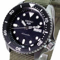 Seiko 5 Sport Automatic Black Dial Green Nylon Strap Watch For Men - SRPD65K4