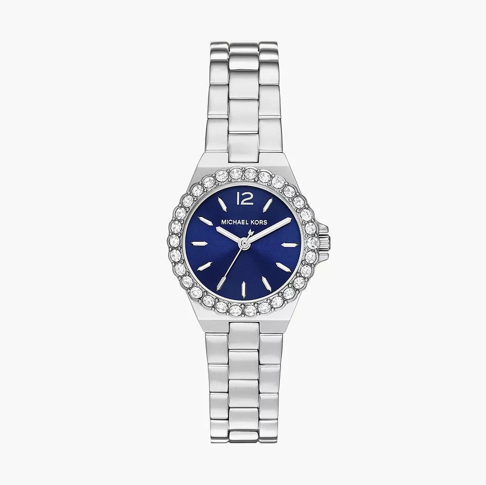 Michael Kors Lennox Three-Hand Blue Dial Silver Steel Strap Watch For Women - MK7397