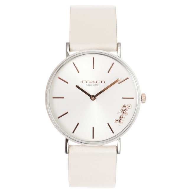 Coach Perry White Dial White Leather Strap Watch for Women - 14503117