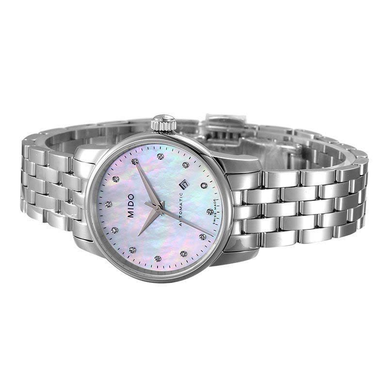 Mido Baroncelli Automatic Mother Of Pearl Dial Silver Steel Strap Watch For Women - M7600.4.69.1