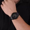 Armani Exchange Banks Chronograph Black Dial Black Steel Strap Watch For Men - AX1722