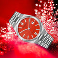 Citizen x Pantone Automatic Blazing Red Dial Silver Steel Strap Watch For Men - NJ0158-89W