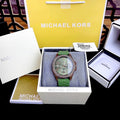 Michael Kors Mini Pilot Chronograph Green Dial Green Silicone Strap Watch For Women - MK7421