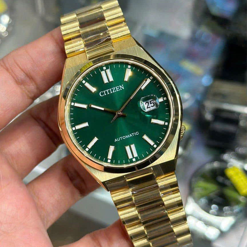 Citizen Tsuyosa Automatic Green Dial Gold Steel Strap Watch For Men - NJ0152-51X