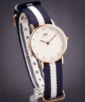 Daniel Wellington Classy Glasgow White Dial Two Tone Nylon Strap Watch For Women - DW00100066