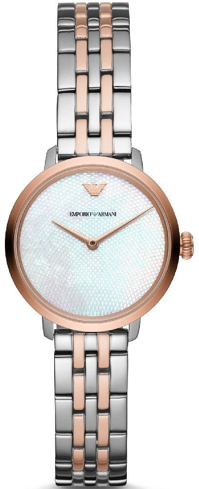 Emporio Armani Modern Slim Analog Mother of Pearl Dial Two Tone Steel Strap Watch For Women - AR11157