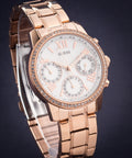 Guess Mini Surprise Analog Silver Dial Rose Gold Steel Strap Watch For Women - W0623L2