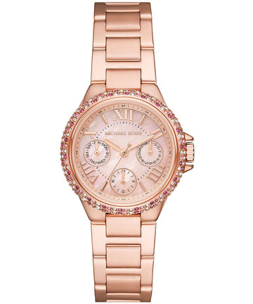 Michael Kors Mini Camille Multifunction Rose Gold Dial Rose Gold Steel Strap Watch For Women - MK7273