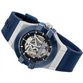 Maserati Potenza Automatic Skeleton Dial Blue Rubber Strap Watch For Men - R8821108035