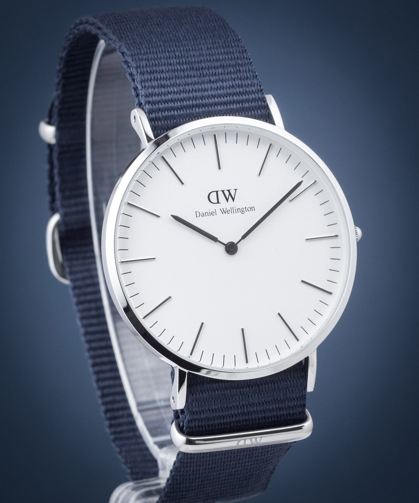 Daniel Wellington Classic Bayswater White Dial Blue NATO Strap Watch For Men - DW00100276