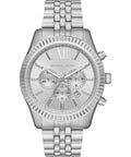 Michael Kors Lexington Chronograph Silver Dial Silver Steel Strap Watch For Men - MK8789