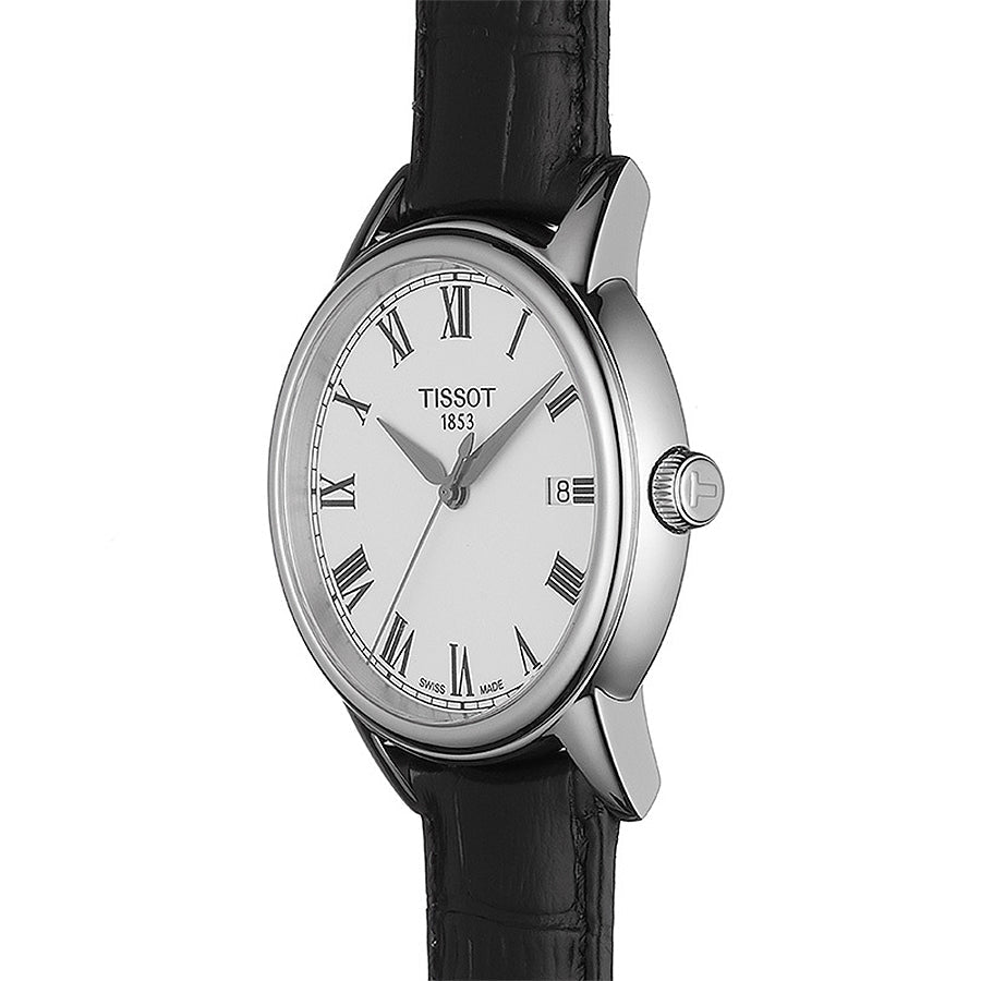 Tissot T Classic Carson White Dial Black Leather Strap Watch for Men - T085.410.16.013.00