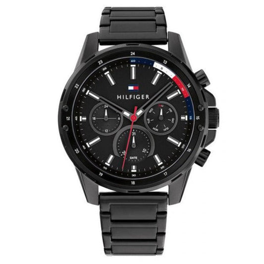 Tommy Hilfiger Mason Chronograph Black Dial Black Steel Strap Watch For Men - 1791935