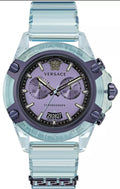 Versace Icon Active Chronograph Purple Dial Blue Silicone Strap Watch For Men - VEZ701523