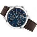 Tommy Hilfiger Henry Chronograph Blue Dial Brown Leather Strap Watch For Men -1710476