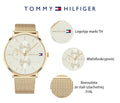 Tommy Hilfiger Jenna Quartz White Dial Gold Mesh Bracelet Watch For Women - 1781943