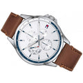 Tommy Hilfiger Multi Function Quartz White Dial Brown Leather Strap Watch for Men - 1791614