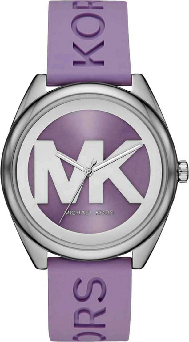 Michael Kors Janelle Three Hand Purple Dial Purple Rubber Strap Watch For Women - MK7143