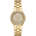 Michael Kors Lennox Three Hand Gold Dial Gold Steel Strap Watch For Women - MK7289