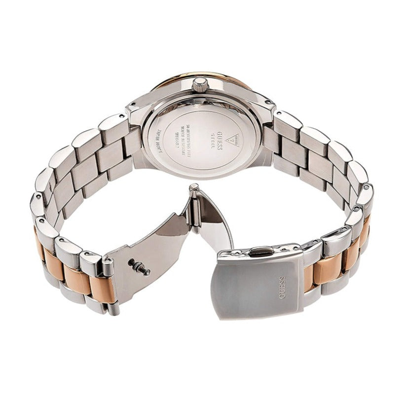 Guess Glisten Chronograph Analog Silver Dial Two Tone Steel Strap Watch For Women - W14551L1