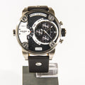 Diesel Little Daddy Black Dial Black Leather Strap Watch For Men - DZ7256