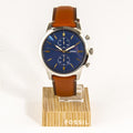 Fossil Townsman Chronograph Blue Dial Brown Leather Strap Watch for Men - FS5279