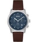 Hugo Boss Attitude Blue Dial Brown Leather Strap Watch for Men - 1513606