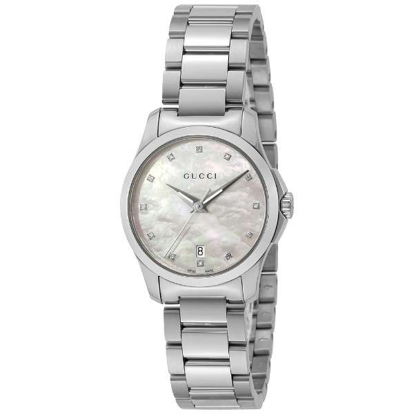 Gucci G Timeless Silver Stainless Steel Mother of Pearl Dial Quartz Watch For Women - YA126542
