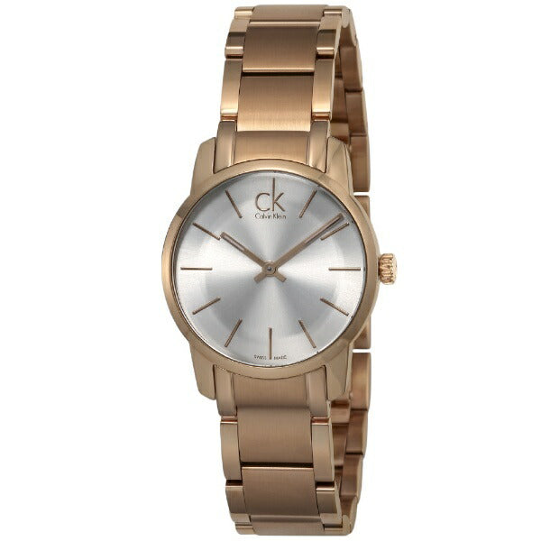 Calvin Klein City Mother of Pearl White Dial Rose Gold Steel Strap Watch for Women - K2G23646