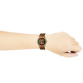 Gucci Le Marché Des Merveilles Tiger Green Red Dial Brown Leather Strap Unisex Watch - YA126497