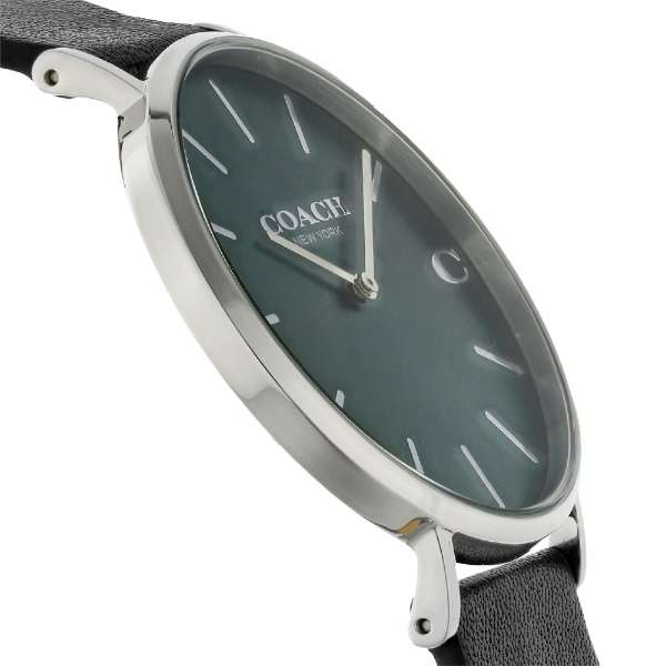 Coach Charles Green Dial Black Leather Strap Watch for Men - 14602436