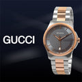 Gucci G Timeless Quartz Grey Dial Two Tone Steel Strap Watch For Men - YA126446