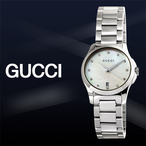 Gucci G Timeless Silver Stainless Steel Mother of Pearl Dial Quartz Watch For Women - YA126542