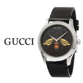 Gucci G Timeless Bee Motif Black Dial Black Leather Strap Watch For Women - YA1264067