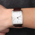 Calvin Klein Window Silver Dial Brown Leather Strap Watch for Women - K2M23126