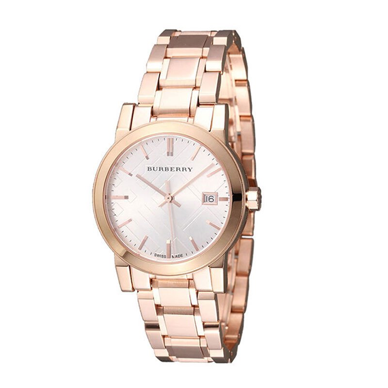 Burberry The City White Dial Rose Gold Steel Strap Watch for Women - BU9104