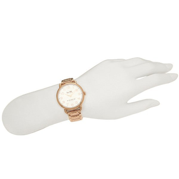 Coach Delancey White Dial Rose Gold Steel Strap Watch for Women - 14502497