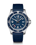 Breitling Superocean 44mm Automatic Blue Dial Blue Rubber Strap Watch for Men - A17367D81C1S2