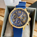 Guess Sunrise Blue Dial with Diamonds Blue Rubber Strap Watch For Women - W0616L2