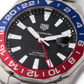 Tag Heuer Aquaracer GMT Caliber 7 Pepsi Black Dial Silver Steel Strap Watch for Men - WAY201F.BA0927